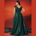 thumbnail image 5 of AURA Plus Size Evening Dress Deep V-Neck Sleeveless A-Line Party Wear Long Dress, 5 of 6