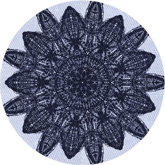 Ahgly Company Machine Washable Indoor Round Transitional Night Blue Area Rugs, 8' Round