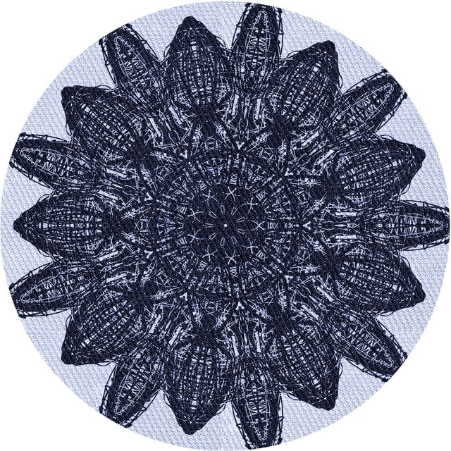 Ahgly Company Tapis Rond Lavable en Machine Intérieur Transitionnel Bleu Nuit, 3 Pieds Rond