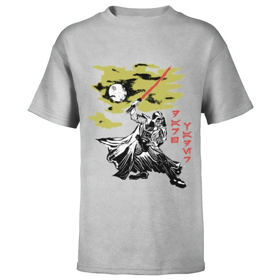 Star Wars Darth Vader Vintage Japanese Block Print Style - Short Sleeve T-Shirt for Kids - Customized-Athletic Heather