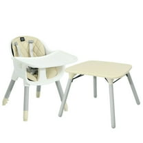 YYAo Baby High Chair,High Chairs, Dining Booster Seat, 4-in-1 Baby Convertible Toddler Table Chair Set with PU Cushion-Beige