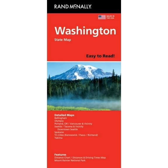 Rand McNally Easy to Read: Washington State Map, (Paperback)