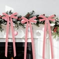 thumbnail image 4 of 10 Pcs Pink Velvet Bows Large 22x8 Inch Pre-Tied Christmas Velvet Bows Christmas Tree Ornaments Vintage Holiday Decor for Xmas Tree Wreath Garland Banister Staircase Fireplace Door, 4 of 12