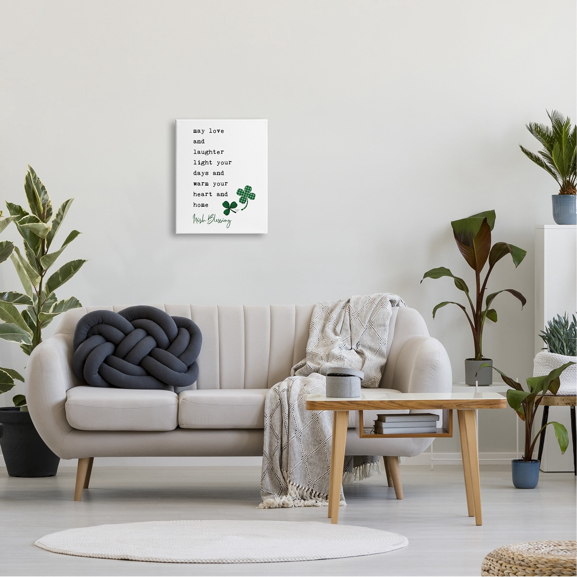 Stupell Industries Heart & Home Touching Irish Blessing Clover Motif Canvas Wall Art, 16 x 20, Design by Mollie B.