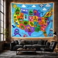 thumbnail image 6 of Illustrated United States Map Tapestry Wall Hanging, 6 of 7