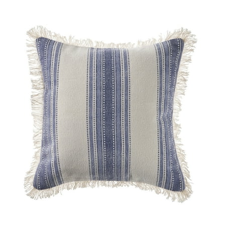 Ox Bay Surey Navy/Ivory Striped Cotton Adult Decorative Throw Pillow