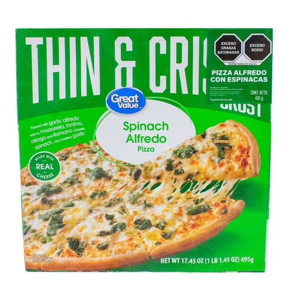 Pizza Great Value Alfredo con Espinacas 495 g