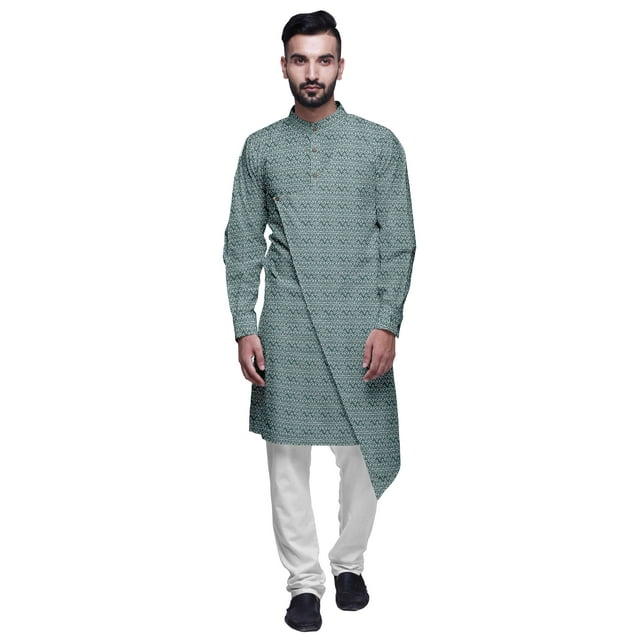 Atasi Ensemble Kurta-Pyjama Long en Coton pour Hommes, Kurta-Pyjama Décontracté de Designer, Vêtements