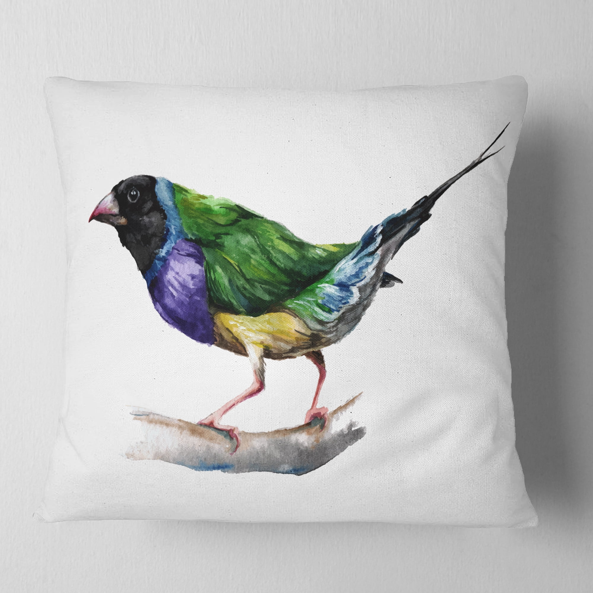 Designart Gould Finch - Animal Throw Pillow - 18x18