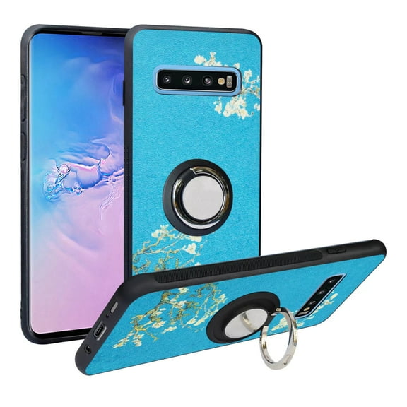 Labanema Samsung Galaxy S10 Plus Case with 360 Degree Rotating Ring Stand, Support Magnetic Car Mount, Protective Cover for Samsung Galaxy S10 Plus (Apricot Flower)