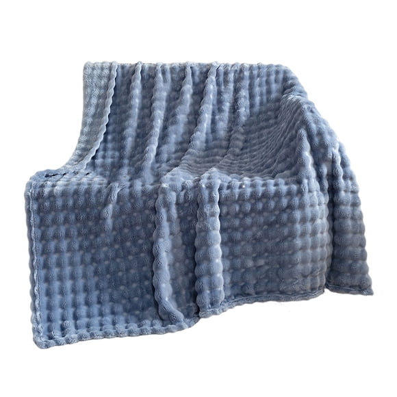 Injueey Tela suave blanca suave de la capa del doble de la tela de la piel sintética de la manta del tiro del punto grueso mullida hecha de Decoración del hogar azul 100*150CM