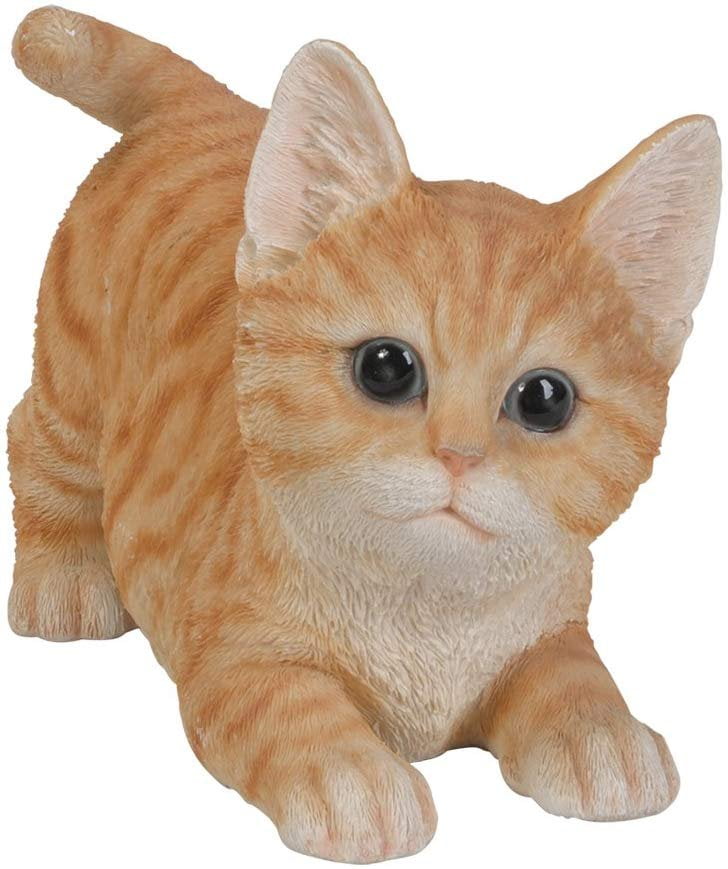 MANX Red Tabby CAT FIGURINE kitty HAND PAINTED Statue orange kitten COLLECTIBLE 