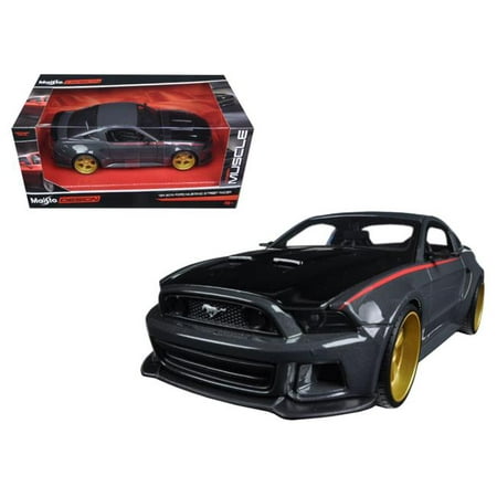 Ford Mustang Street Racer Grey and Black \Modern Muscle\ 1/24 Diecast Model Car by
