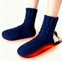 USB Heated Socks for Men and Women, Rechargeable Electric Foot Warmers Slippers with Heating Pad, 5V Thermal Booties for Indoor Use, Cozy Winter Gifts for Her/Him, Christmas Stocking Stuffers