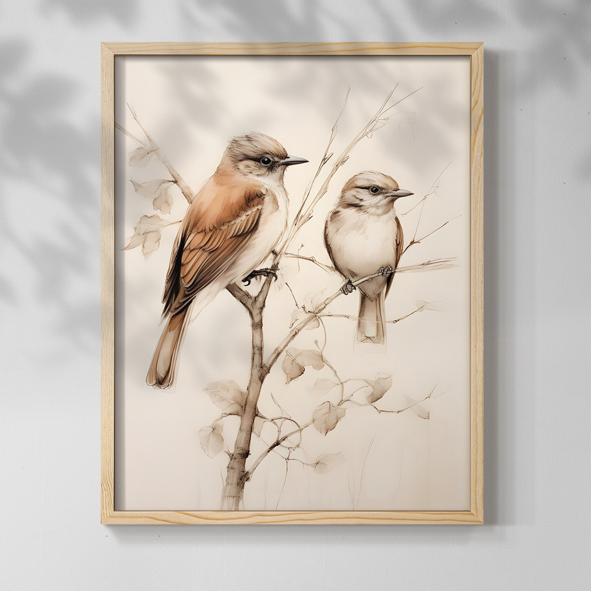 Vintage Animal Print LII - 14in. x 11in. Vintage Framed Print in Natural Wood Frame