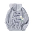 thumbnail image 4 of Women's Oversized Hoodies Fall Trendy Letter Floral Print Drawstring Long Sleeve Tops Kangaroo Pocket Casaul Loose Sweatshirts Z002-Grey L, 4 of 4