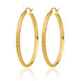 thumbnail image 3 of 14K Solid Yellow Gold 2.8x37mm Round Medium Hoop Earrings, 3 of 10