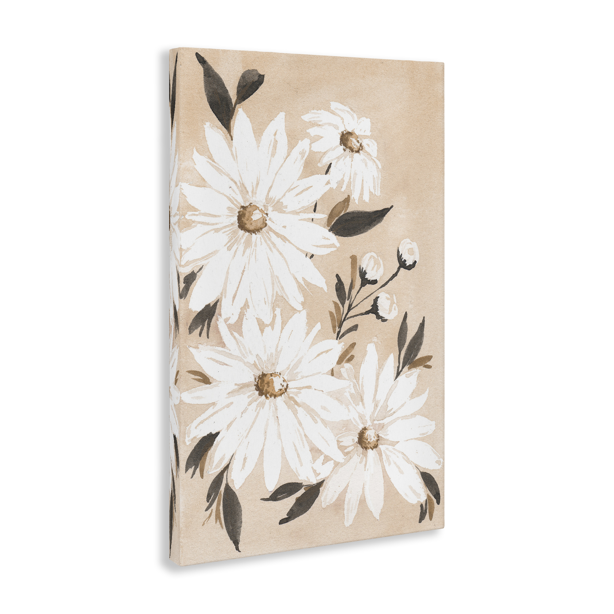 Stupell Industries Muted Neutral Daisies Botanical & Floral Painting Gallery Wrapped Canvas Art Print Wall Art, 20 x 30