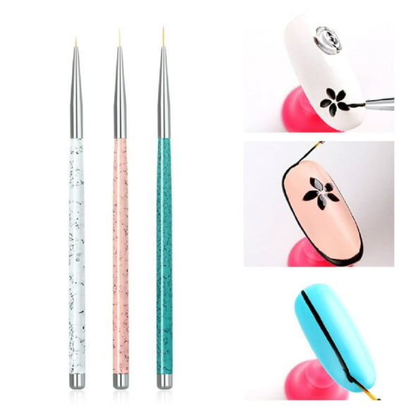 3-Piece Professional Nail Art Brush Set – Multicolor Liner Pens & Striping Brushes for Creative Nail Designs TIKA