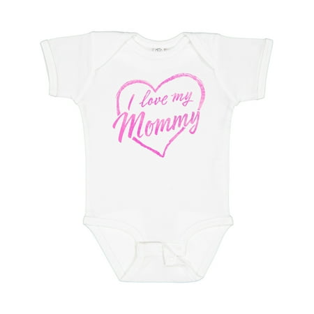 

Inktastic I Love My Mommy in Pink Chalk Heart Boys or Girls Baby Bodysuit