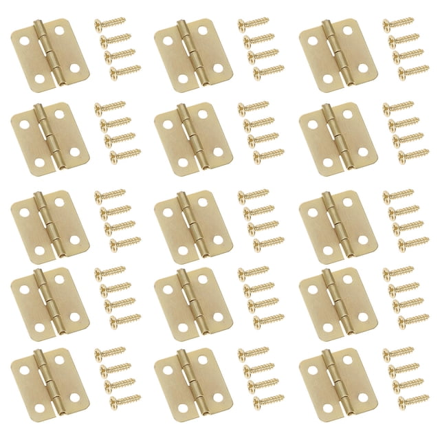 FUTUREORYY 50Sets Iron Chest Hinges Yellow Color Rust Resistant Small Hinges for Handmade Wooden Boxes
