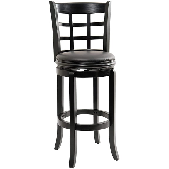 Kingfisher Lane 29" Contemporary Wood Swivel Bar Stool in Black