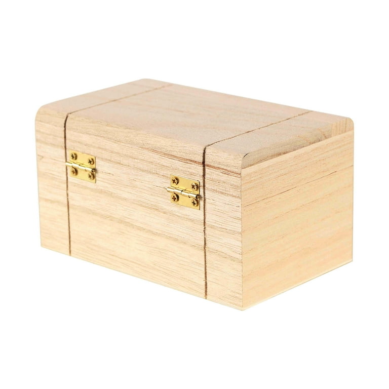 Unfinished Wooden Hinged Box by Make Market Ready To Decorate Wood Box for Trinkets Coins Jewlery Valuables Bulk 8 Pack