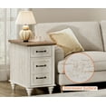 thumbnail image 3 of Antique White Side Table with Drawer & Cabinet, Elegant End Table with Charging Station, Wooden Nightstand for Bedroom, Living Room, 3 of 7