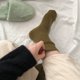 thumbnail image 2 of Calcetines de mujer de lana elástica suave con rayas verticales enceradas y doble aguja para otoño e invierno con calcetines de lana engrosados, 2 of 4