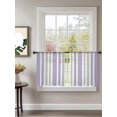 thumbnail image 2 of Sheer Curtains 54 Inch Length 2 Panels Set for Kitchen, Light Purple Grey Stripe Semi Sheer Curtains for Windows, Farmhouse Minimalist Striped Voile Window Treatments Rod Pocket Curtain, 2 of 7