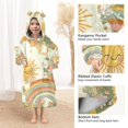 thumbnail image 3 of FORMRS Wearable Blanket Hoodie with Sleeves for Kids Cozy Flannel Sweatshirt, Beige Clouds, 3 of 7
