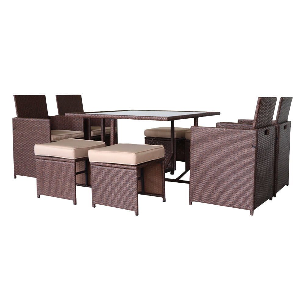 Lowestbest 9pcs Rattan Furniture, Outdoor Meeting and Leisure Furniture, Tough Rattan Weave, Suitable for Many Places, Brown Lowestbest 9pcs Rattan Furniture, Outdoor Meeting and Leisure Furniture, Tough Rattan Weave, Suitable for Many Places, Brown