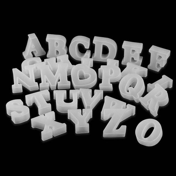 Molde de silicona para letras EVERELAM, paquete de 26 piezas para resina, pastel y arcilla