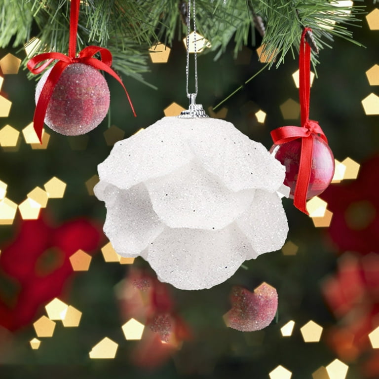 3Pcs/Set Christmas Style Hanging Decor Decorative Polystyrene Styrofoam Glitter Beautiful Hanging Ball Decor for Home Pi, Pink