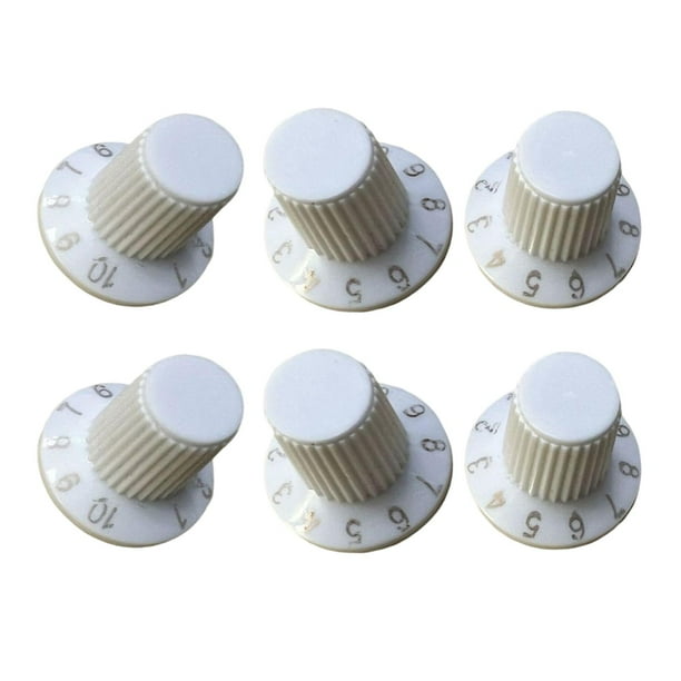6 x Perilla de interruptor de volumen de audio Tapa de perilla Piezas de repuesto ajustables Perilla de altavoz blanco