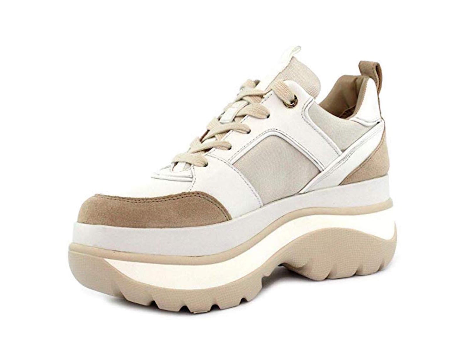 felicia leather and canvas platform trainer