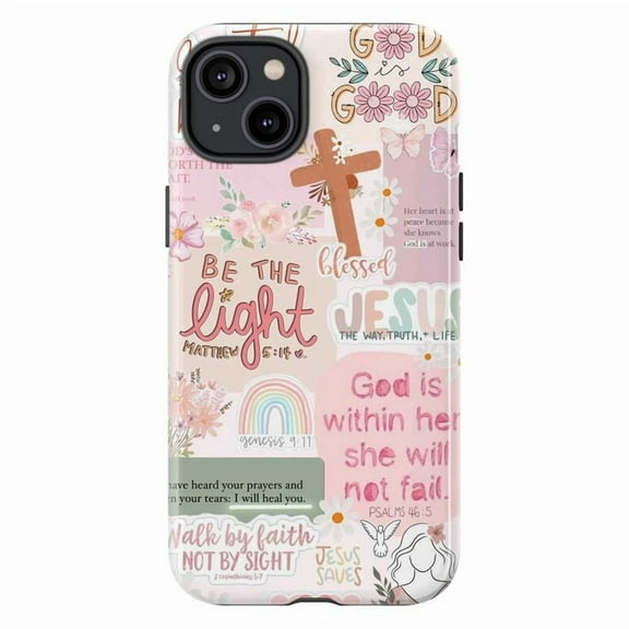 Inspirational Christian Collage Phone Case, Bible Verses & Faith Quotes iPhone Cover, Uplifting Religious Artistic Protective Case for iPhone 17 16 15 14 13 12 11 Pro Plus Mini