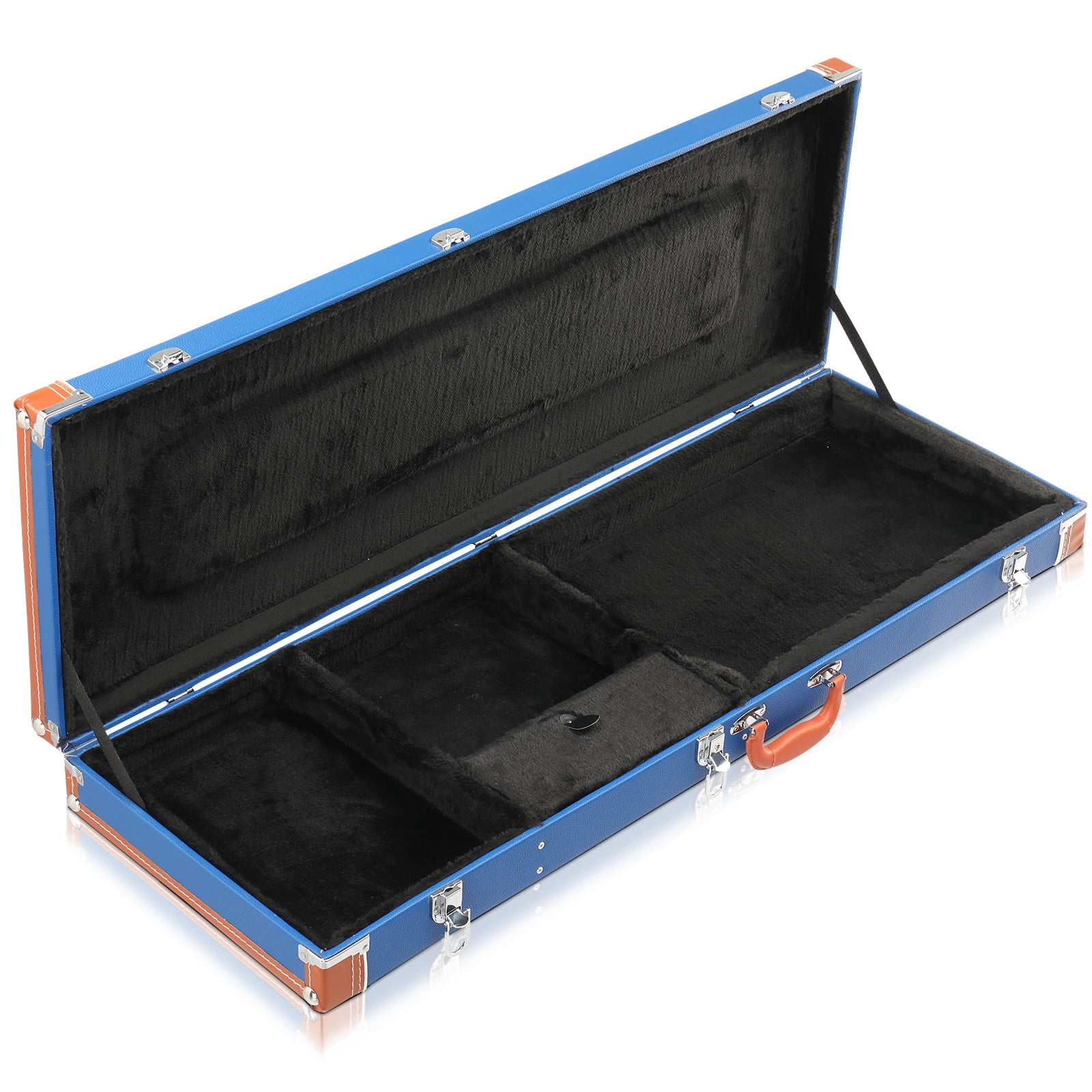 41 Inch Bass Guitar Hard Case, Wooden Hard-Shell Protective Electric Bass Guitar Carrying Case with Lock Latch & Soft Padding