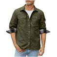 thumbnail image 2 of Men's Long Sleeve Utility Shirt Jacket Plaid Lined Button Down Shirt Collared Versatile Casual Shirt Work Outerwear, 2 of 7
