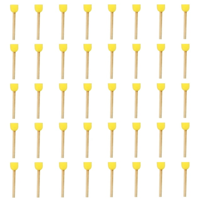 Esponjas de pintura Uxcell para pintar esponja redonda cepillo de espuma mango de madera amarillo 0.8"