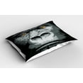 thumbnail image 2 of Ambesonne Modern Pillow Sham 2 Pack, Wild Gorilla Orange Eyes, 26"x20", Grey Marigold, 2 of 3