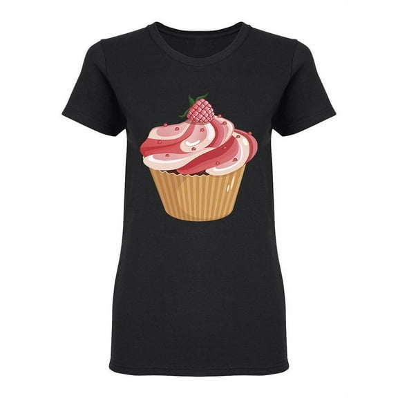 Cupcake With Raspberries Shaped T-Shirt Women -Image by Shutterstock, Female Large