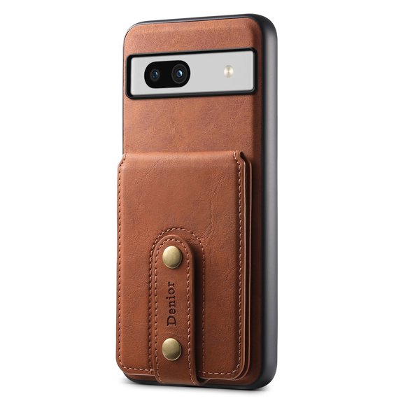 for Google Pixel 7a Back Case, PU Leather Detachable Card Slot Magnetic Closure Shockproof Kickstand Slim Fit Support Magnetic Car Mount Phone Cover for Google Pixel 7a, Brown