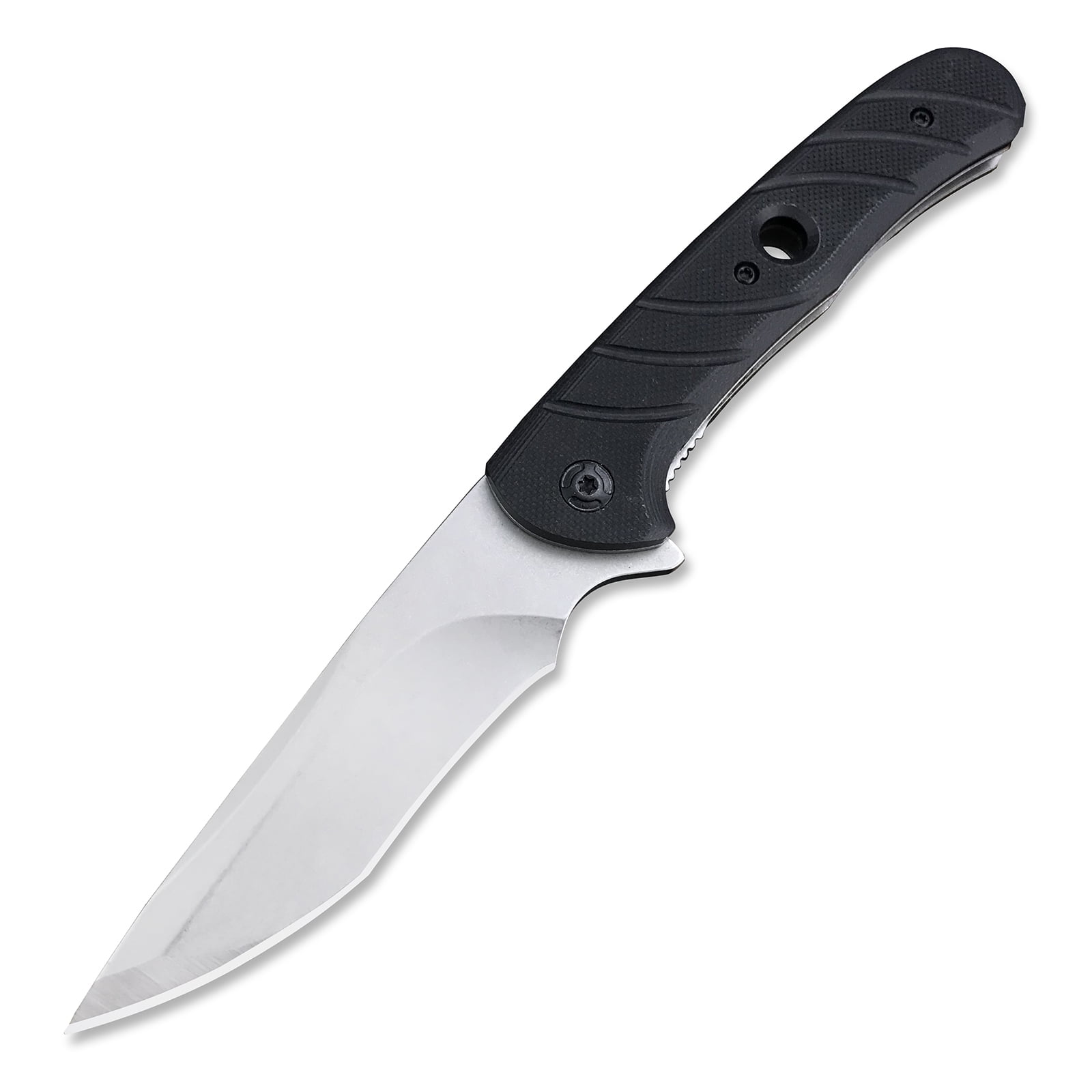 Manual Pocket Knife, EDC Folding Knife, 8Cr13Mov Steel Blade, Black G10 Handle, Suitable for Camping