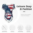 thumbnail image 4 of Hirioo bass fish with the USA flag for Women's Round Neck Short-sleeved Onesie Basic Bodysuits-Large, 4 of 7