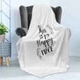 thumbnail image 4 of Saying Soft Flannel Fleece Throw Blanket, Cursive This is My Happy Place Typography Simplistic Monochrome Design, Cozy Plush for Indoor and Outdoor Use, 50" x 70", Charcoal Grey White, by Ambesonne, 4 of 5