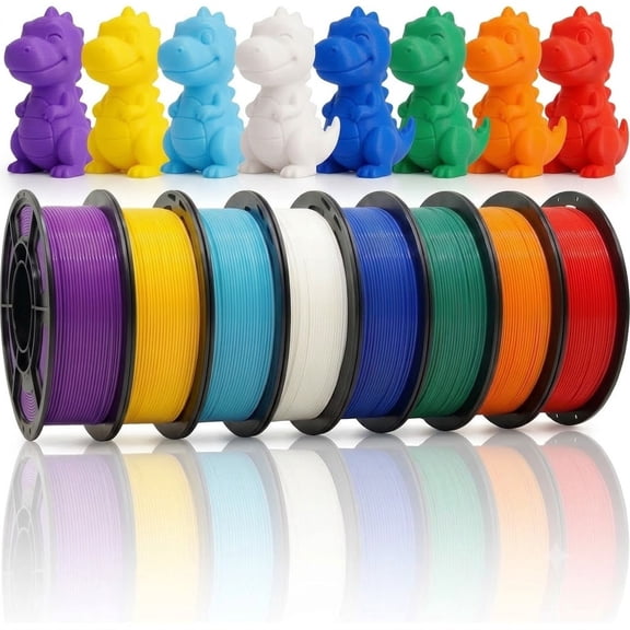 8 Pack PLA Filament 1.75mm Multi Color Combo, 250g x 8 Spools (2KG/4.4lbs), Tough Rainbow PLA Plus Filament Assorted Colors for 3D Pens & Fast FDM Printers, DIY Mini Figures Printing