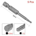 thumbnail image 2 of 5pcs 50mm Long 1/4" Hex Shank T10 Torx Screwdriver Bits S2 High Alloy Steel, 2 of 4