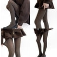 thumbnail image 2 of Women's Opaque Thermal Leggings Stretchy Dot Pattern Ribbed Fabric High Waist Winter Tights Cotton, 2 of 9