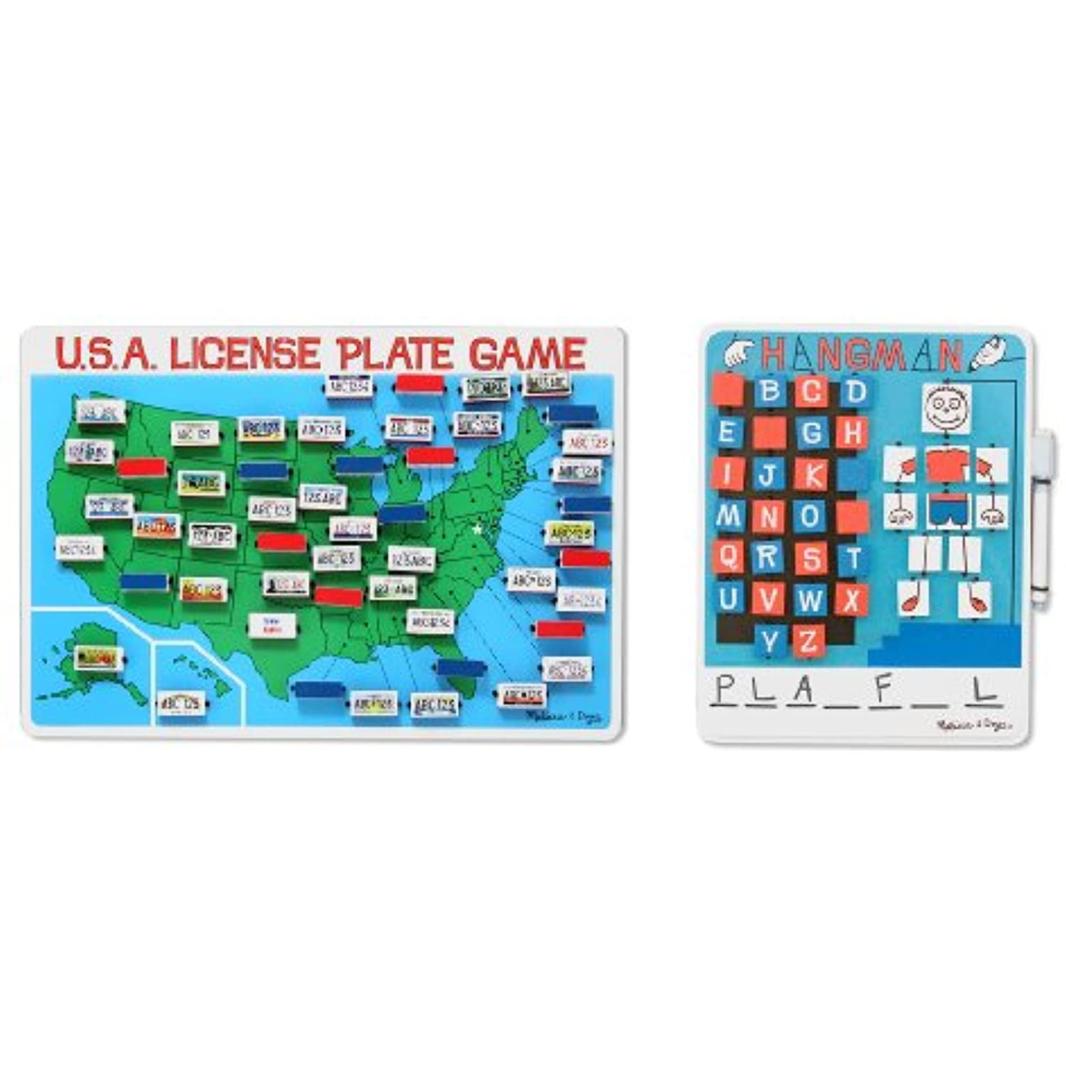3 Item Bundle: Melissa & Doug 2098 U.S.A. License Plate Game Travel Game and 2095 Flip-to-Win